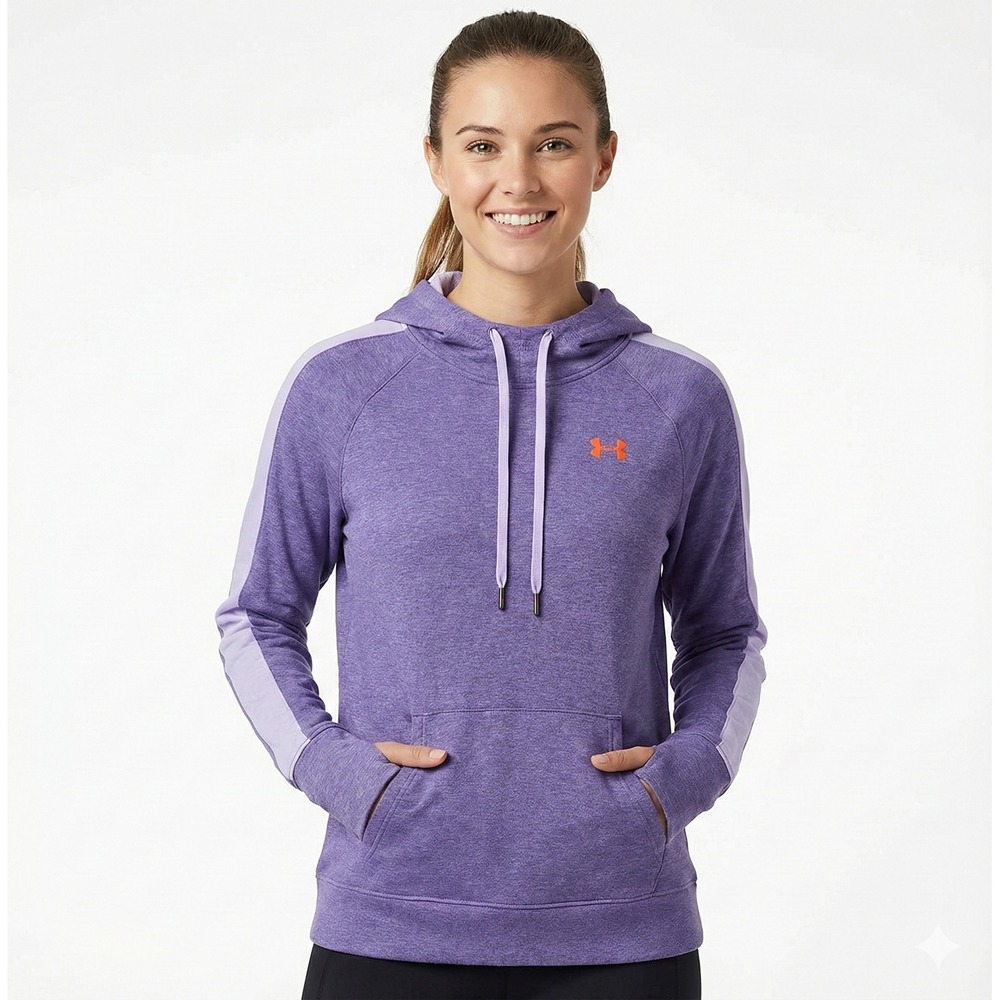 Under Armour Hoodie Mens S Purple Loose Fit Mesh Panels Pullover Athletic Casual